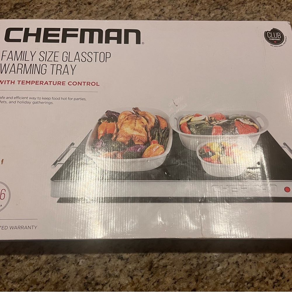 Chefman Family size Glass Top Warming Tray with Temperature Control